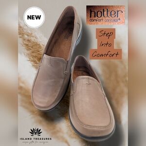 NEW Hotter Envy Comfort Concept Women Size 7.5 Blush Leather Loafer Elastic Gore